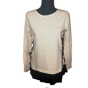 Doe & Rae - Black and White Vertical Stripes, with Black Ruffle at bottom